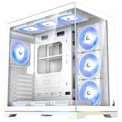 Gabinete Gamer Rise Mode Galaxy Glass Standard V2 LED ARGB, Mid Tower, Vidro Temperado, Atx, Sem Fonte, Sem Fan, Branco, Rm-ga-ggst2l-fw