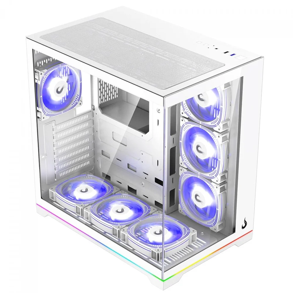 Imagem 3 de 5 do produto Gabinete Gamer Rise Mode Galaxy Glass Standard V2 LED ARGB, Mid Tower, Vidro Temperado, Atx, Sem Fonte, Sem Fan, Branco, Rm-ga-ggst2l-fw