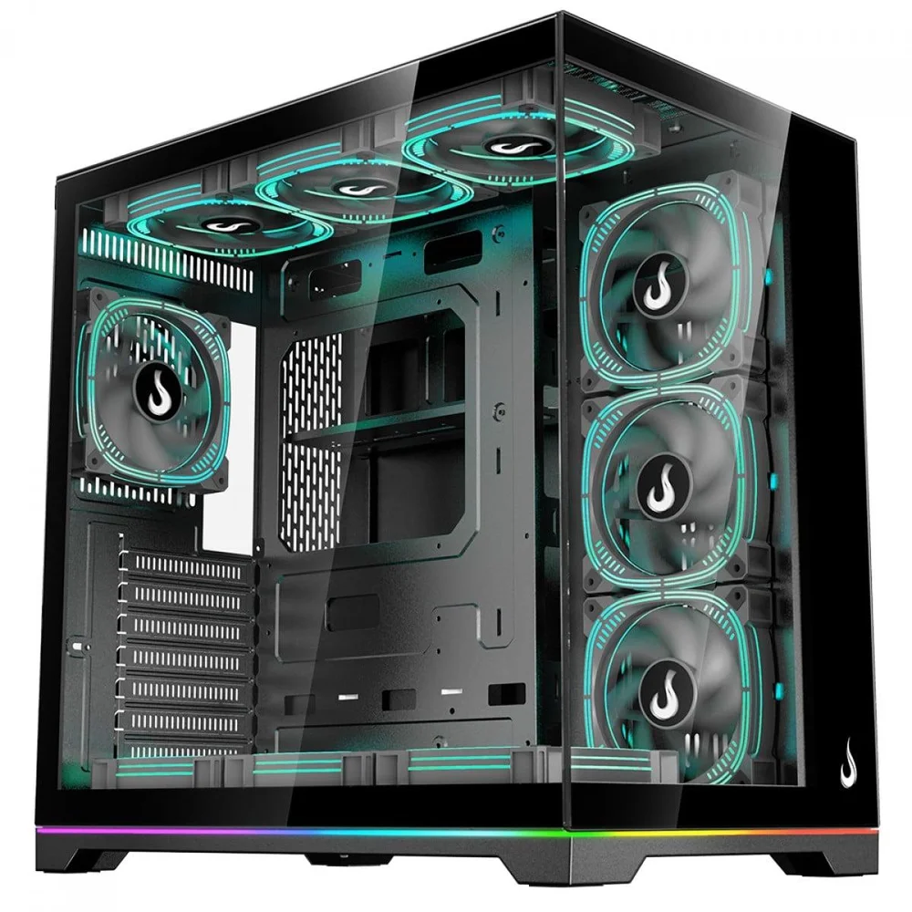 Gabinete Gamer Rise Mode Galaxy Glass Standard V2 LED ARGB, Mid Tower, Vidro Temperado, Atx, Sem Fonte, Sem Fan, Preto, Rm-ga-ggst2l-fb