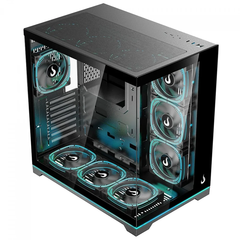 Imagem 3 de 5 do produto Gabinete Gamer Rise Mode Galaxy Glass Standard V2 LED ARGB, Mid Tower, Vidro Temperado, Atx, Sem Fonte, Sem Fan, Preto, Rm-ga-ggst2l-fb