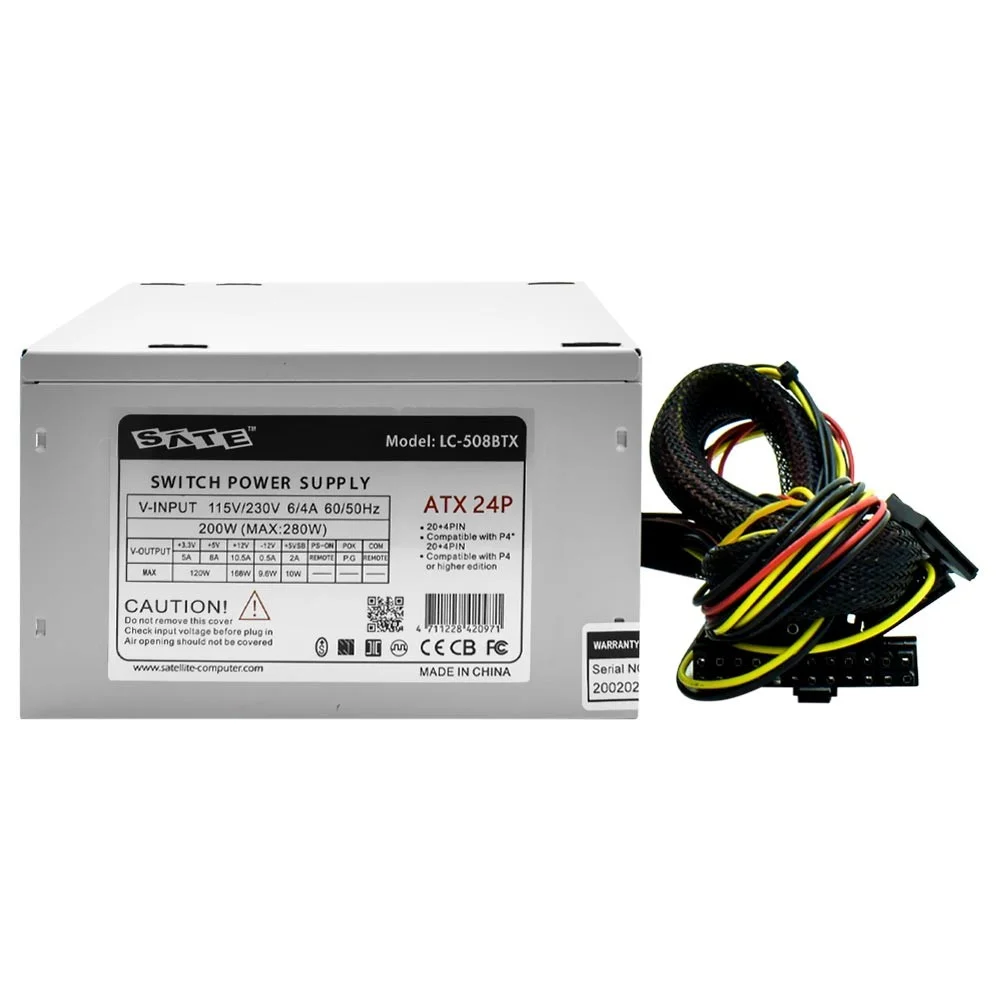Imagem 2 de 3 do produto Fonte De Alimentação Satellite Lc-508 200w Atx Não Modular Bivolt Silenciosa Para PC Desktop