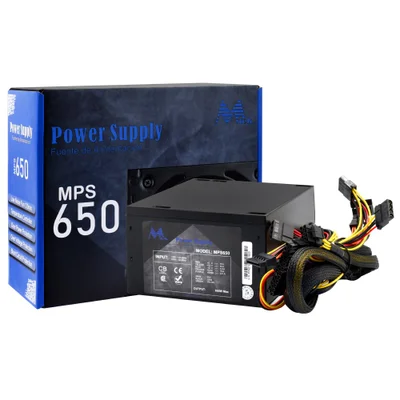 Fonte De Alimentação Mtek Mps650 650w Atx Não Modular Pfc Ativo Bivolt Silenciosa Ventilador 120mm Gamer