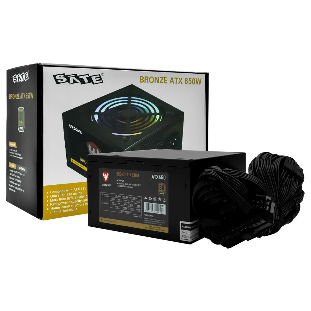 Fonte De Alimentação Satellite Atx650 650w Atx Não Modular 80 Plus Bronze Bivolt Silenciosa Para PC Gamer
