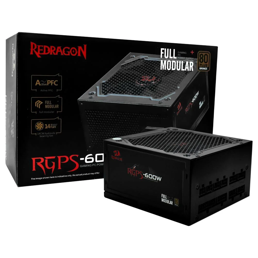 Fonte De Alimentação Redragon Gc-ps003 600w Atx Semi Modular 80 Plus Bronze Pfc Ativo Silenciosa Gamer PC