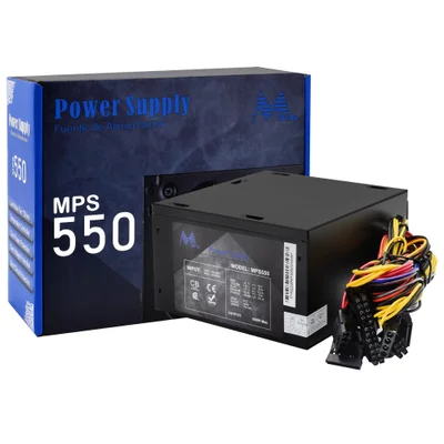 Fonte De Alimentação Mtek Mps550 550w Atx Não Modular Bivolt Silenciosa Ventilador 120mm Proteção Completa PC Gamer
