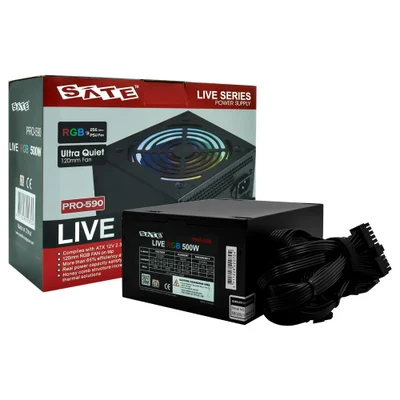 Fonte De Alimentação Satellite Pro590 Real 500w Atx Não Modular RGB Silenciosa Bivolt PC Gamer