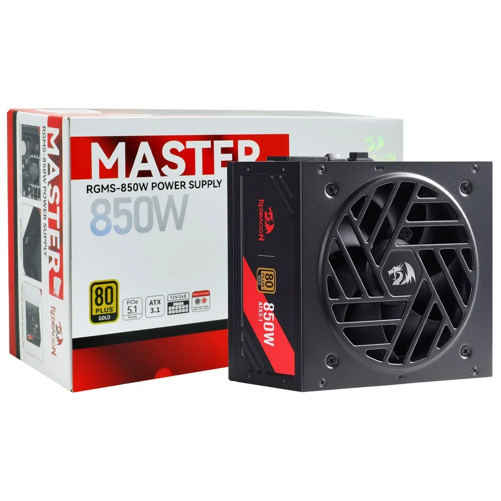 Imagem 2 de 3 do produto Fonte De Alimentação Redragon Gc-ms01 Master 850w Atx Modular 80 Plus Gold Pfc Ativo Bivolt Silenciosa Preto