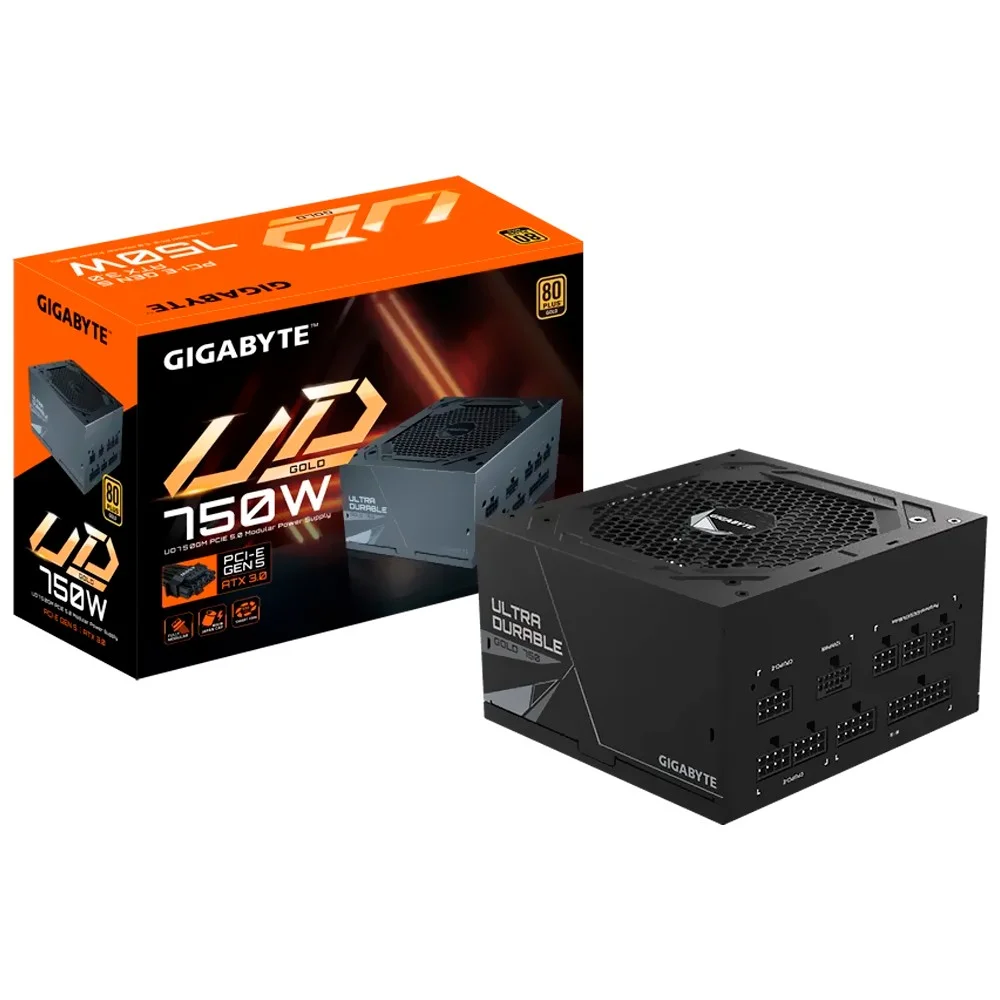 Fonte De Alimentação Gigabyte Gp-ud750gm 750w Atx Totalmente Modular 80 Plus Gold Pfc Ativo Bivolt Preto