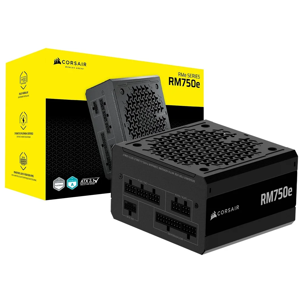 Imagem 2 de 3 do produto Fonte De Alimentação Corsair Rm750e Cp-9020295-br 750w Atx 3.1 Modular Cybenetics Gold PC Gamer Bivolt Preto