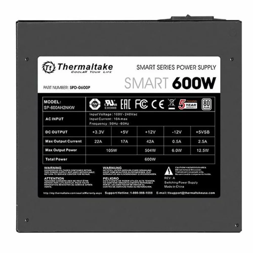 Fonte De Alimentação Thermaltake Smart Series Spd-0600p 600w Atx Não Modular 80 Plus White Bivolt Silenciosa Para PC Gamer Fonte De Alimentação Thermaltake Smart Series Spd-0600p 600w Atx Não Modular 80 Plus White Bivolt Silenciosa Para PC Gamer