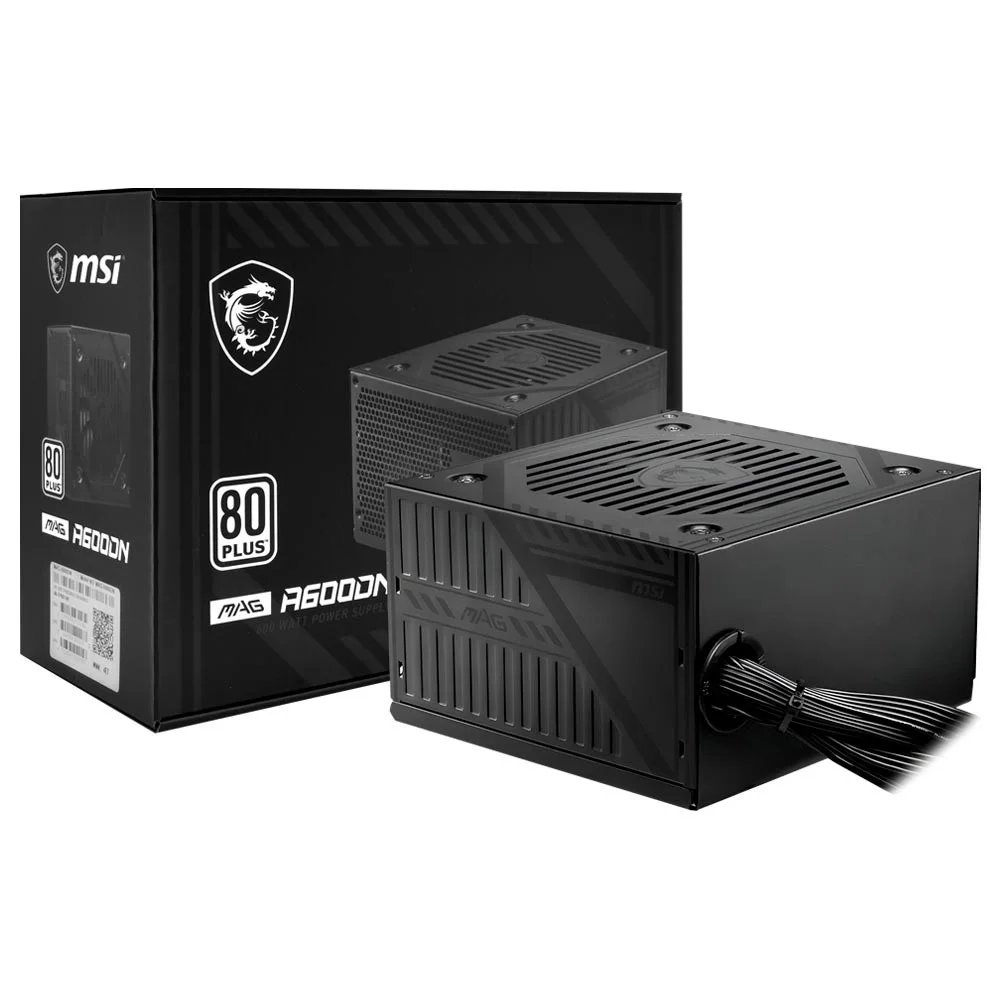 Fonte De Alimentação Msi Mag A600dn 600w 80 Plus White Pfc Ativo Silenciosa Não Modular Preto