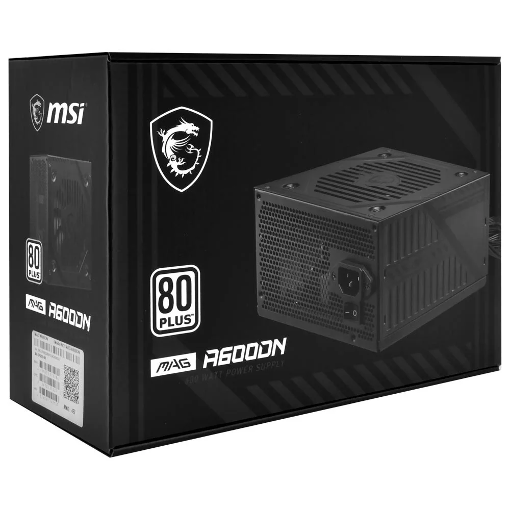 Imagem 3 de 3 do produto Fonte De Alimentação Msi Mag A600dn 600w 80 Plus White Pfc Ativo Silenciosa Não Modular Preto