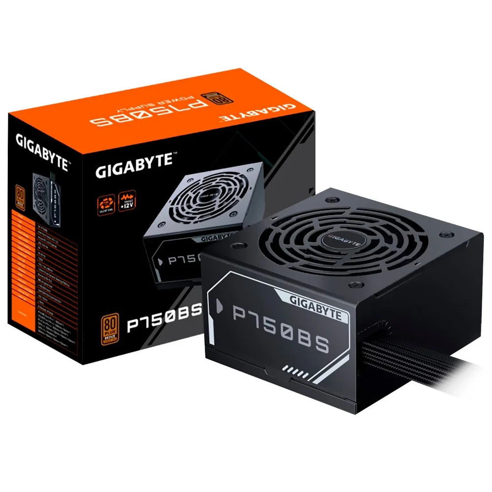 Imagem 3 de 3 do produto Fonte De Alimentação Gigabyte Gp-p750bs 750w Atx Não Modular 80 Plus Bronze Pfc Ativo Bivolt Silenciosa Gamer