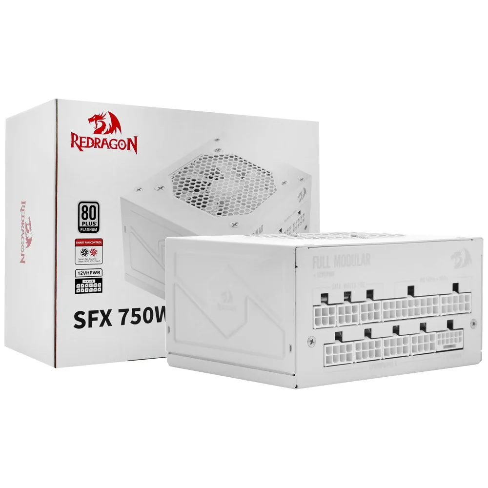 Imagem 3 de 3 do produto Fonte De Alimentação Redragon Gc-ps015w 750w Sfx Modular 80 Plus Platinum Pfc Ativo Branco Silencioso Bivolt