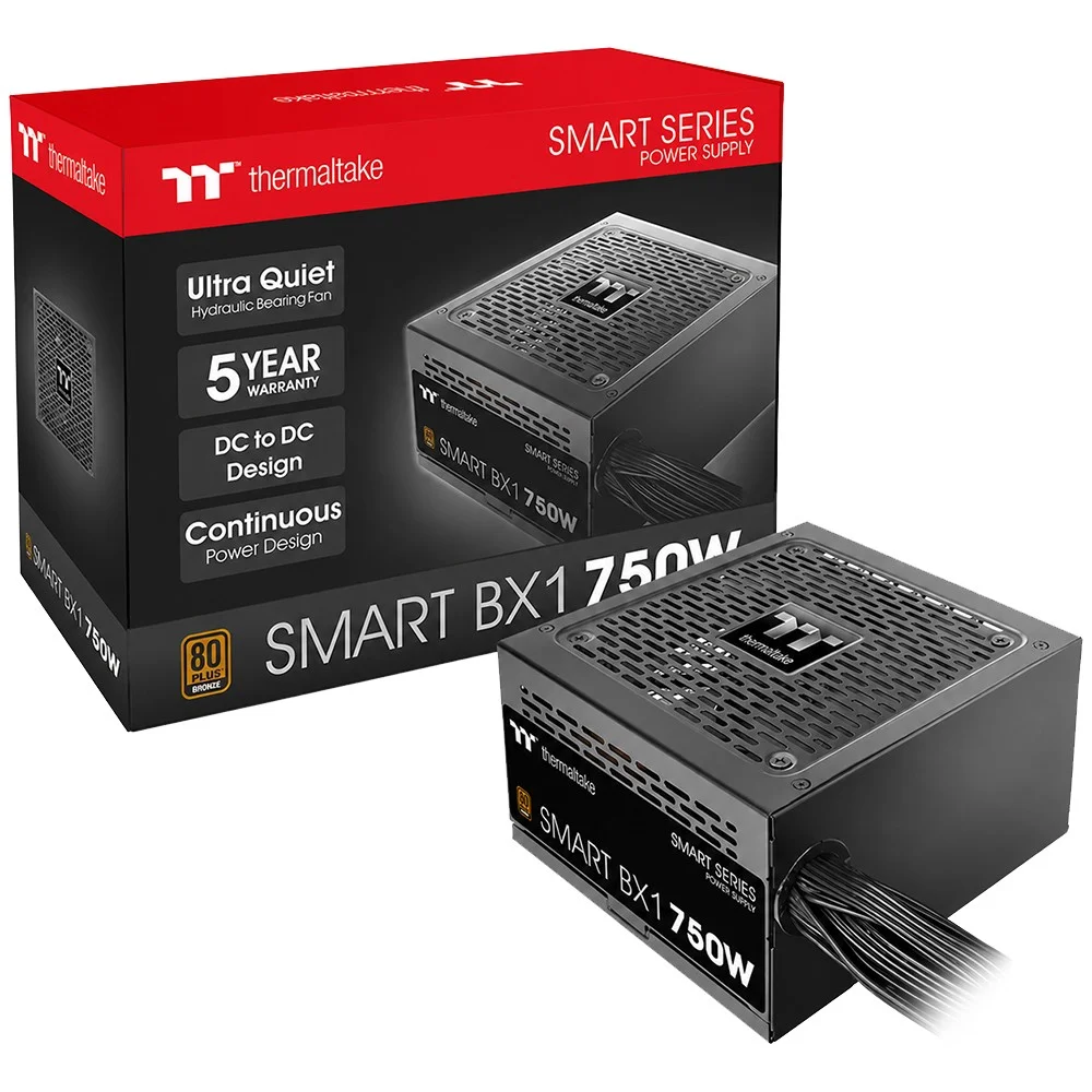 Fonte De Alimentação Thermaltake Smart Bx1 750w Ps-spd-0750nnfabu-4 Atx Não Modular 80 Plus Bronze Pfc Ativo Silenciosa Fonte De Alimentação Thermaltake Smart Bx1 750w Ps-spd-0750nnfabu-4 Atx Não Modular 80 Plus Bronze Pfc Ativo Silenciosa
