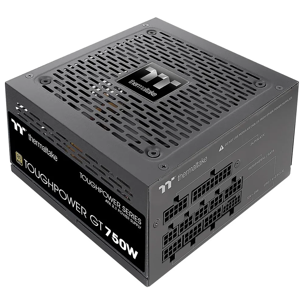 Fonte De Alimentação Thermaltake Toughpower Gt 750w Ps-tpt-0750fnfagu-3 Atx 3.1 Modular 80 Plus Gold Pfc Ativo Preto