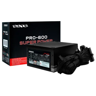 Fonte De Alimentação Satellite Pro-600 Super Power 600w Atx Não Modular Bivolt Silenciosa Ventilador 120mm Preto