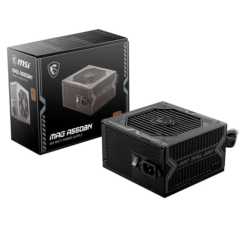 Imagem 2 de 3 do produto Fonte De Alimentação Msi Mag A550bn 550w Atx Não Modular 80 Plus Bronze Pfc Ativo Bivolt Silenciosa