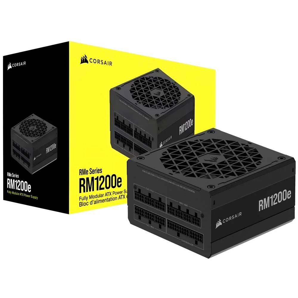 Fonte De Alimentação Corsair Rm1200e 1200w Atx Modular Cp-9020258-br 80 Plus Gold Cybenetics Platinum Bivolt Preto