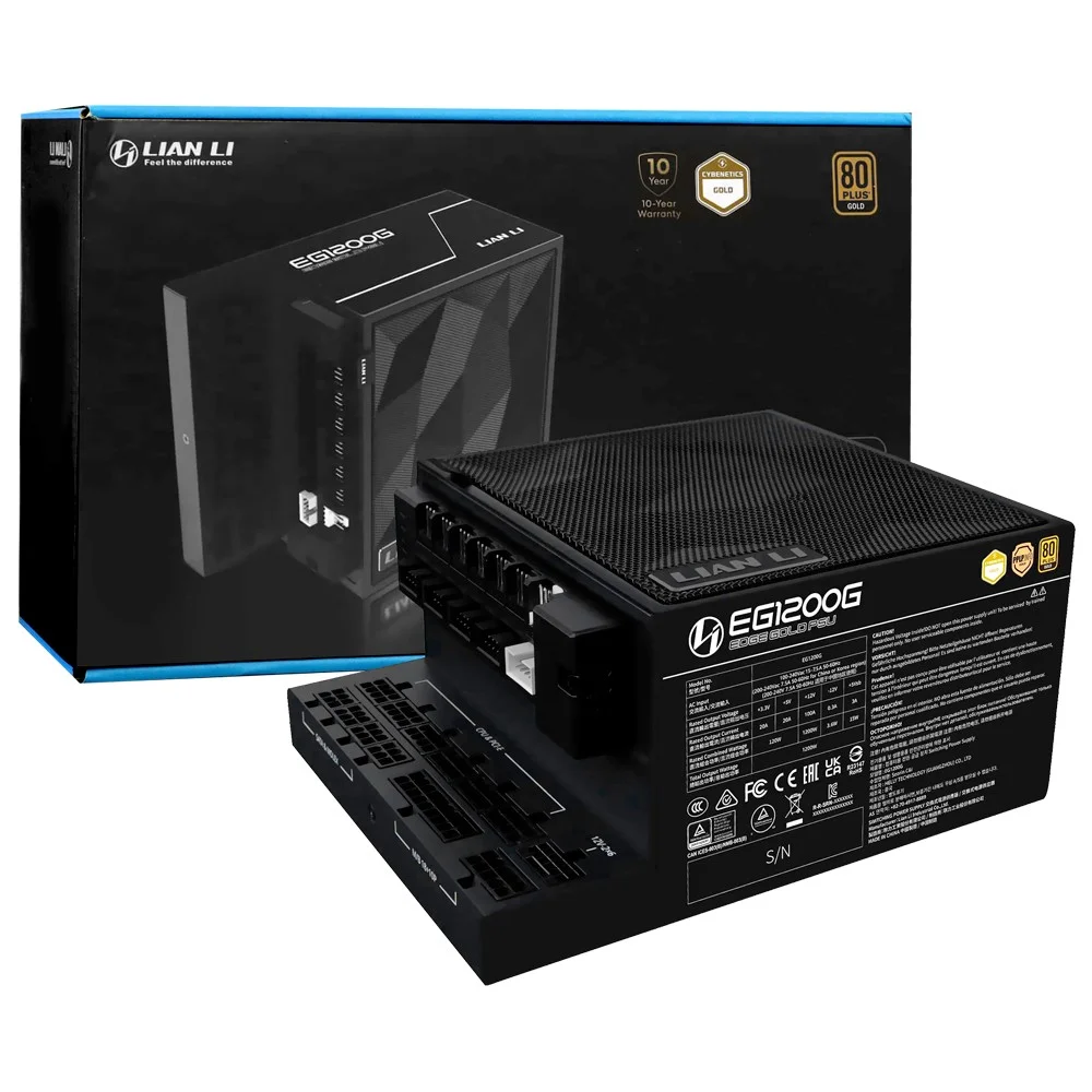 Fonte De Alimentação Lian Li Eg1200g 1200w Atx Modular 80 Plus Gold Bivolt Preto Silenciosa Gamer PC Alta Potência