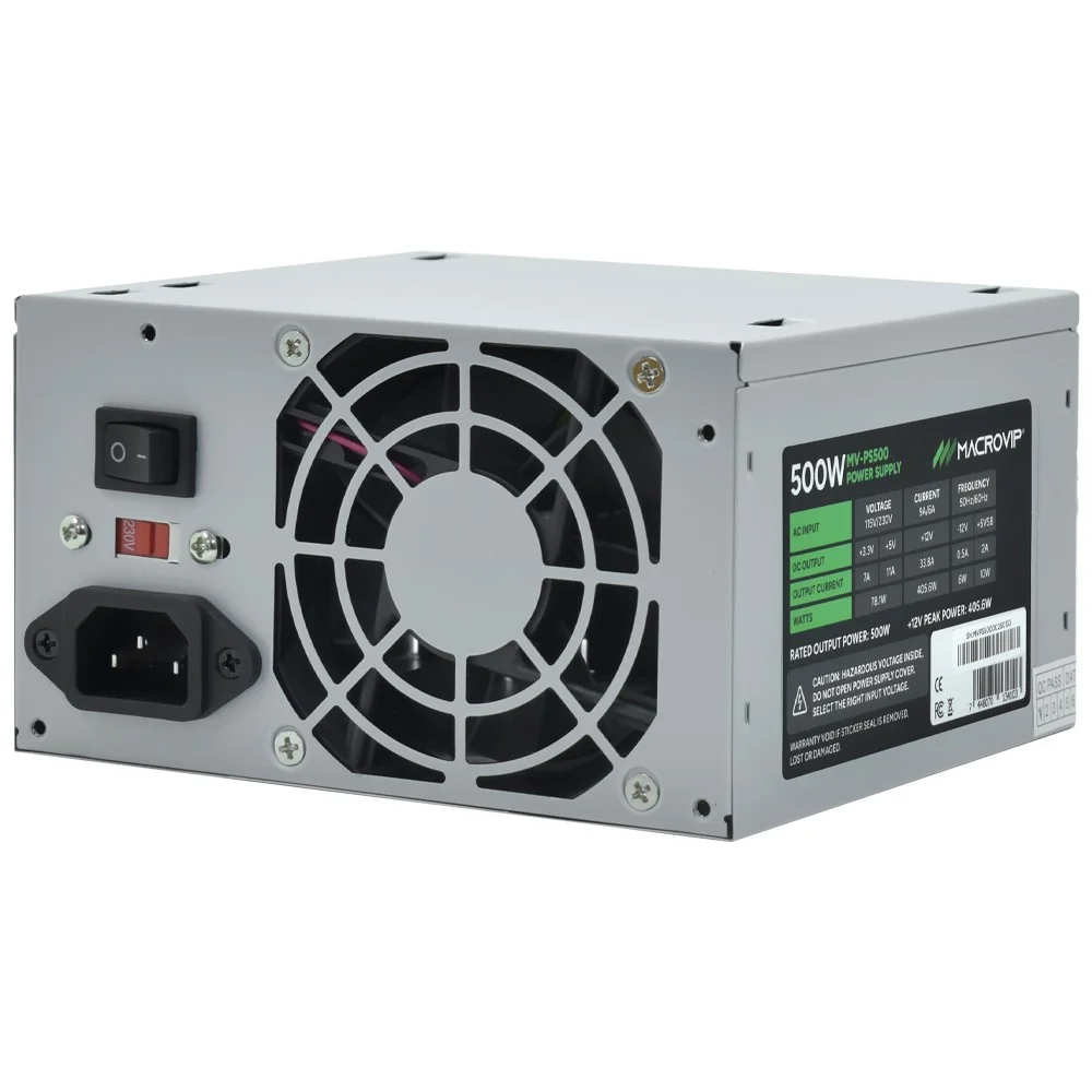 Imagem 3 de 3 do produto Fonte De Alimentação Macrovip Mv-ps500 500w Atx Bivolt Silenciosa Cooler 120mm Cabo De Força PC Gamer Escritório