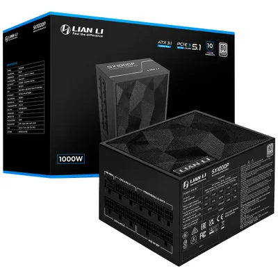 Fonte De Alimentação Lian Li Sx1000p 1000w Sfx-l Modular 80 Plus Platinum Atx 3.1 PCie 5.0 Bivolt Preto