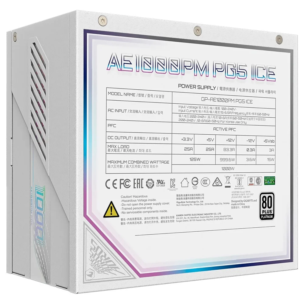 Fonte De Alimentação Gigabyte Aorus Elite Gp-ae1000pm Pg5 Ice 1000w Atx 3.1 Modular 80 Plus Platinum Bivolt Branco PCie 5.1 Gamer Fonte De Alimentação Gigabyte Aorus Elite Gp-ae1000pm Pg5 Ice 1000w Atx 3.1 Modular 80 Plus Platinum Bivolt Branco PCie 5.1 Gamer