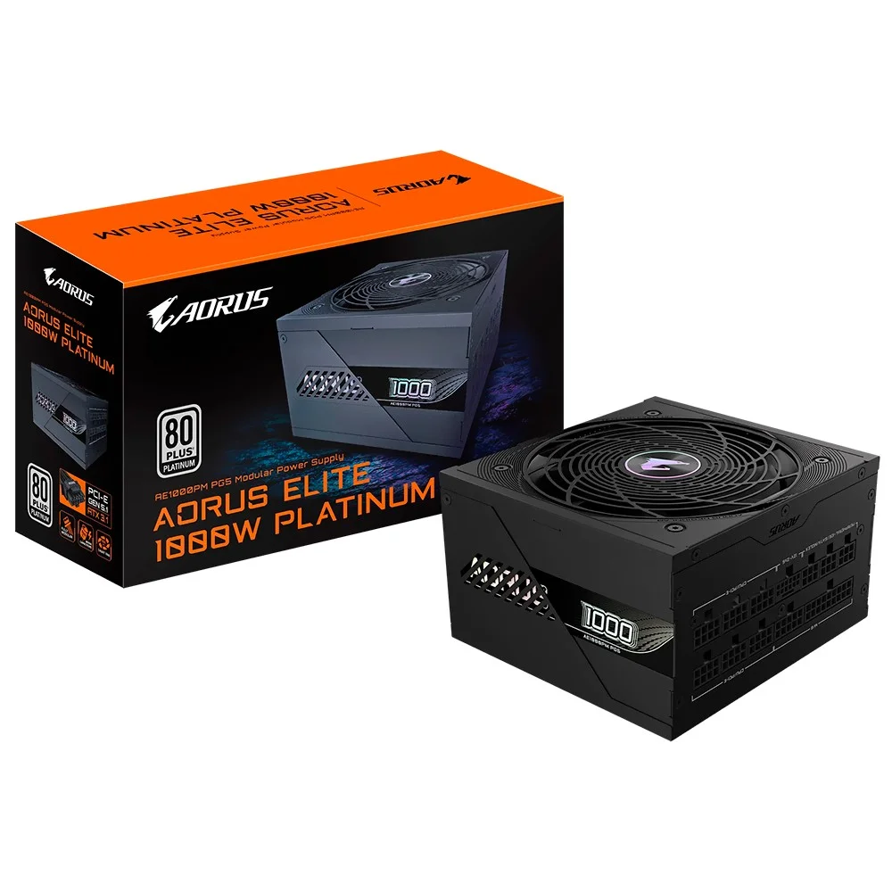 Fonte De Alimentação Gigabyte Aorus Elite Gp-ae1000pm Pg5 1000w Atx 3.1 Modular 80 Plus Platinum Bivolt PCie 5.0