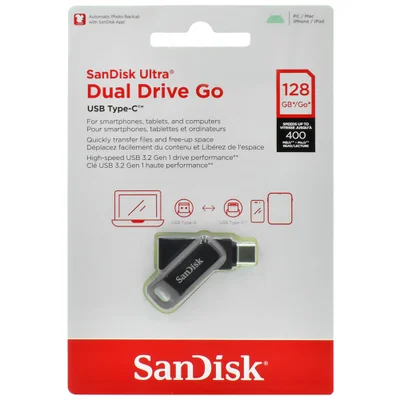 Pendrive Sandisk Ultra Dual Drive Go 128GB Usb-c Usb 3.2 Sdddc3-128g-g46 Preto 2 Em 1 Otg Alta Velocidade
