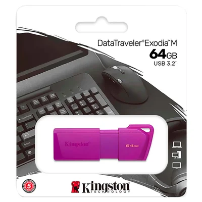 Pendrive Kingston Datatraveler Exodia M 64gb Usb 3.2 Kc-u2l64-7lp Roxo Alta Velocidade Portátil