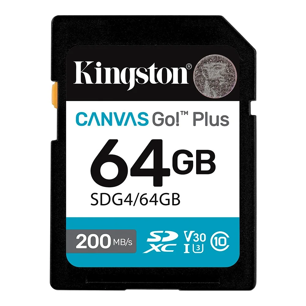 Imagem 2 de 3 do produto Cartão De Memória Kingston Canvas Go Plus Sdg4/64gb Sdxc 64gb Uhs-i U3 V30 A2 4k 170mb/s Leitura Alta Velocidade Câmera