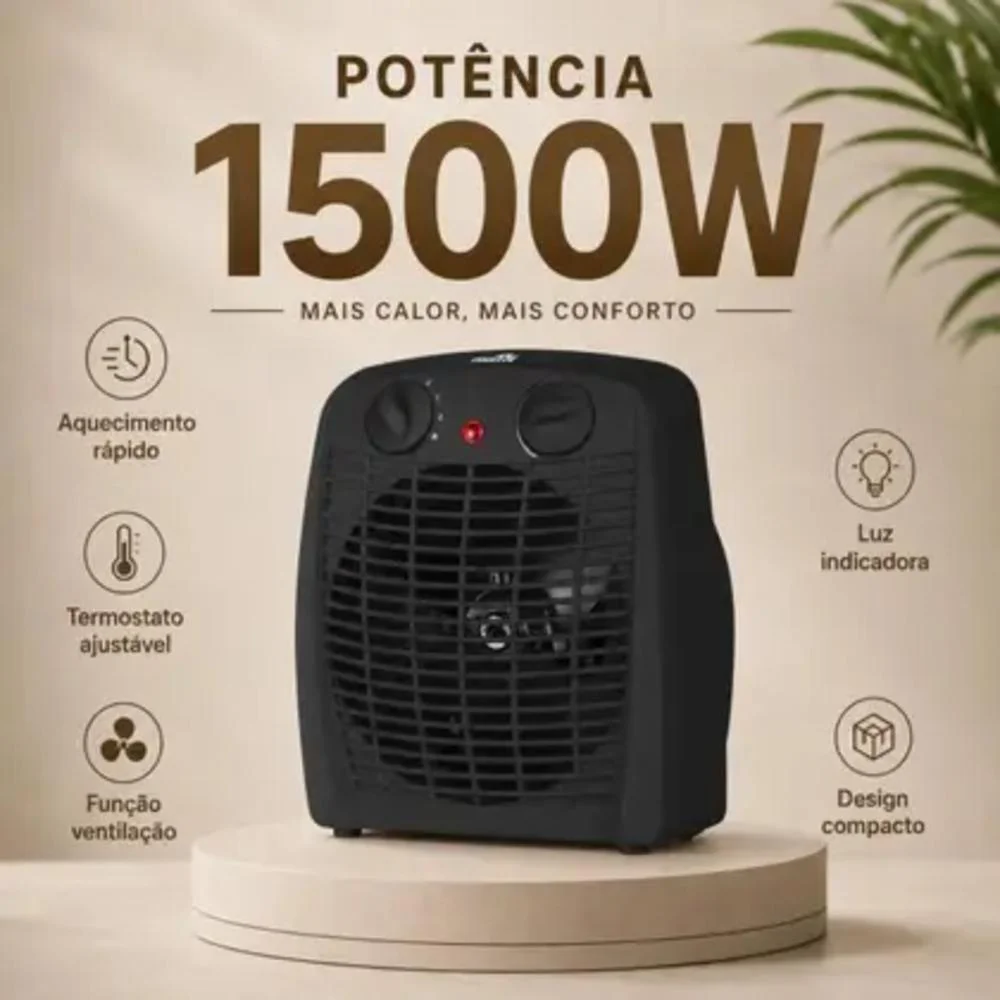 Imagem 5 de 5 do produto Aquecedor Elétrico Kian Aq100 1500w 127v Preto