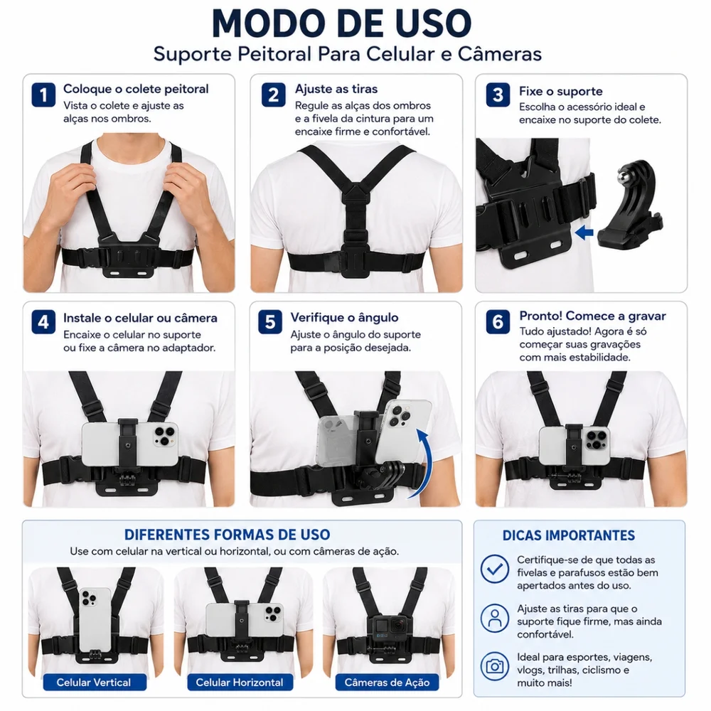 Imagem 2 de 3 do produto Suporte Peitoral Para Celular E Câmeras