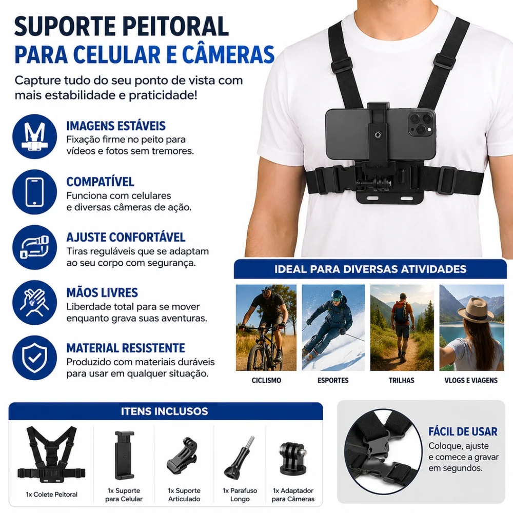 Imagem 3 de 3 do produto Suporte Peitoral Para Celular E Câmeras