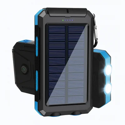 Carregador Portátil Power Bank Solar Usb Azul