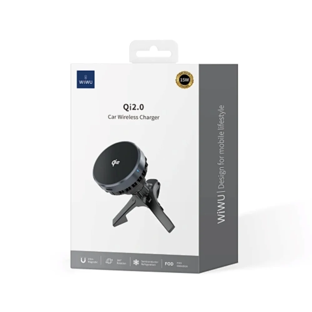 Carregador Wiwu Veicular Magnético Qi2.0 15w Usb-c Preto 5102