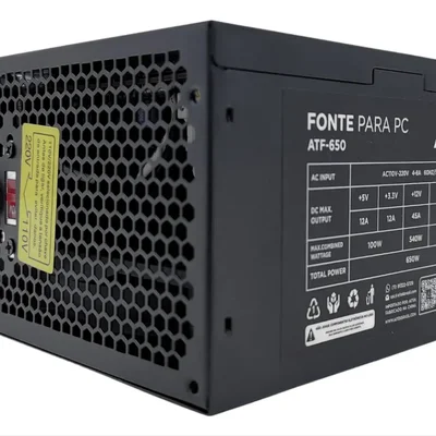 Fonte De Alimentação Atf-650 650w Atx Bivolt 110v/220v Para PC