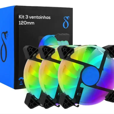 Kit 3 Fans Aitek Delta-c1293 120mm RGB 45 Cfm Para Gabinete Gamer