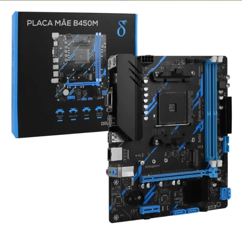 Placa Mãe B450m2k Amd Am4 Ddr4 M.2 Nvme | Ryzen 3000 4000g 5000 | Aitek