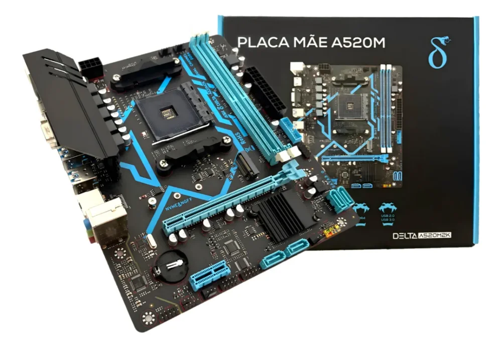 Placa Mãe Apm-a520m2k Amd Am4 Ddr4 M.2 Ryzen 3000 4000 5000