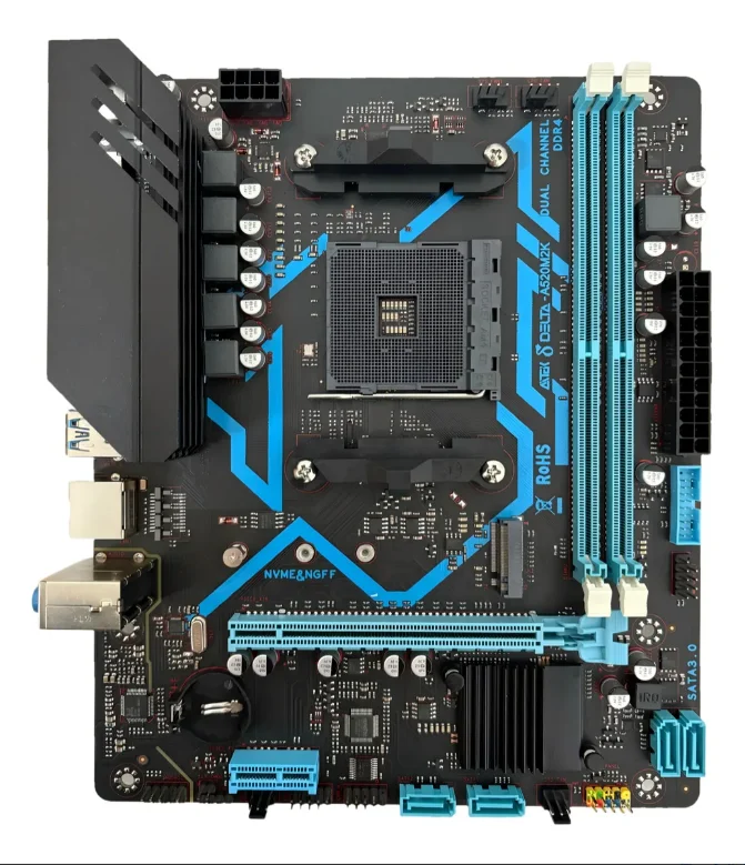 Imagem 3 de 4 do produto Placa Mãe Apm-a520m2k Amd Am4 Ddr4 M.2 Ryzen 3000 4000 5000