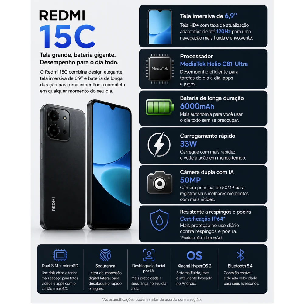Redmi 15C 128GB Midnight Black Global Xiaomi