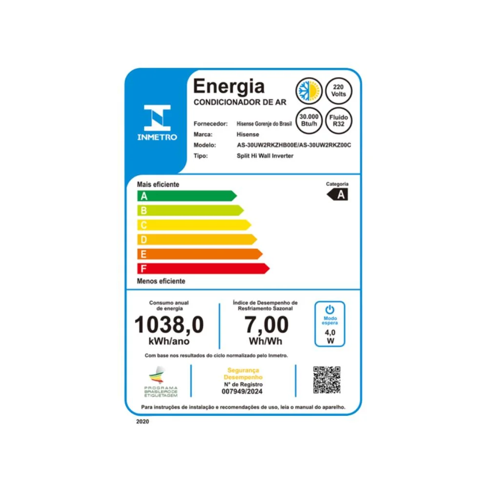 Imagem 5 de 5 do produto Ar Condicionado Split Hi Wall Inverter Hisense Hi-efficiency 30000 Btus Quente/frio 220v  R-32 Wi-fi