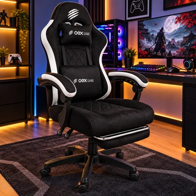 Cadeira Gamer Oex Game Reclinável Com Apoio Para Pés Preta