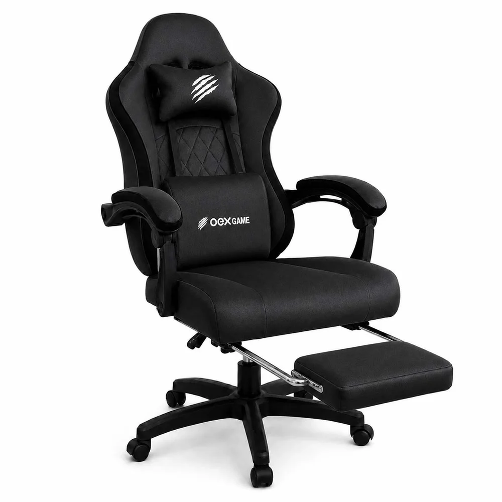 Cadeira Gamer Gc600 Reclinável Com Apoio Para Pés Cinza Oex