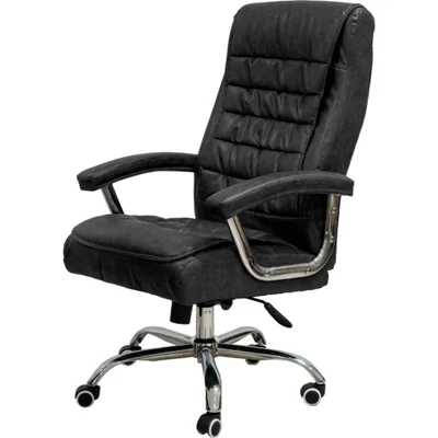 Cadeira Escritório Presidente Spring Oslo Domann Design Revestimento Pu Preto Base Metal