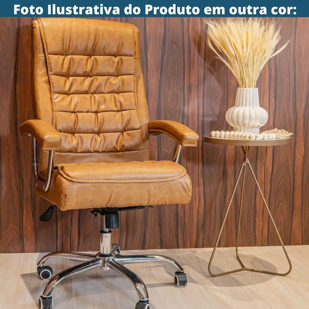 Imagem 4 de 5 do produto Cadeira Escritório Presidente Spring Oslo Domann Design Revestimento Pu Preto Base Metal