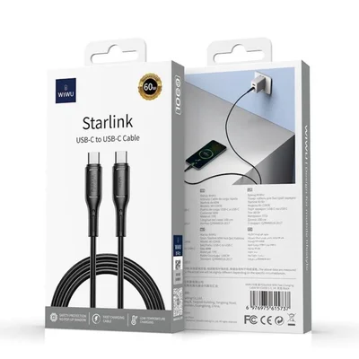 Cabo Wiwu Starlink Tipo-c X Tipo-c 60w 100cm Preto 5737
