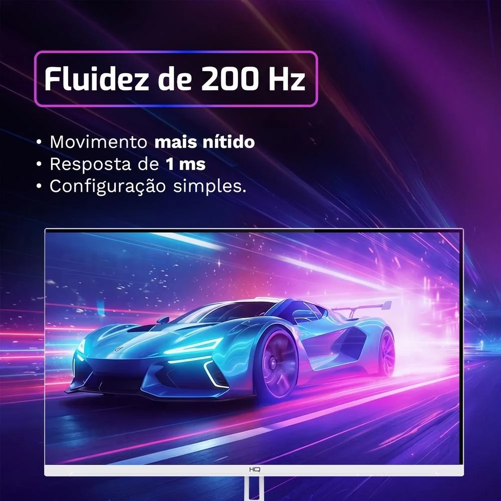 Monitor Gamer Hq 24" Branco 1ms, 200hz, Ips, Amd Freesync, Full Hd, HDMI, Dp, Frameless Hqw24ip200 Monitor Gamer Hq 24" Branco 1ms, 200hz, Ips, Amd Freesync, Full Hd, HDMI, Dp, Frameless Hqw24ip200
