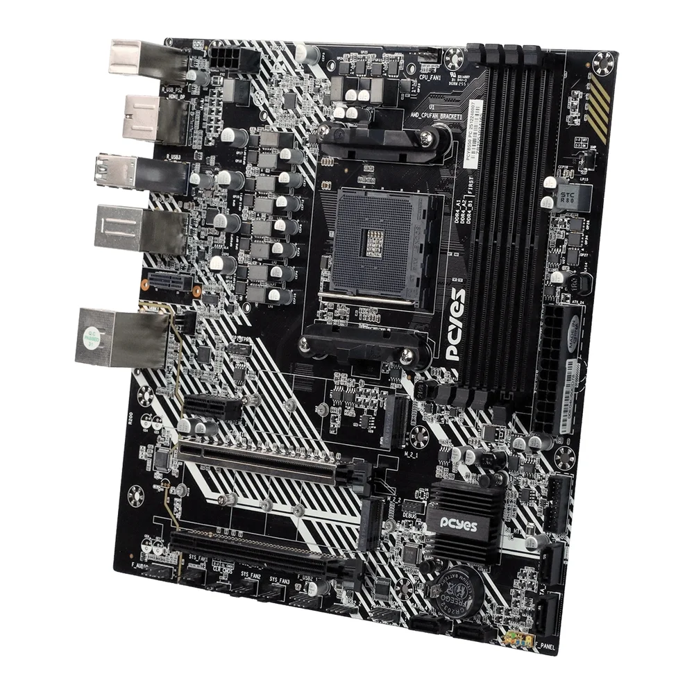 Placa Mãe PCyes B550 Am4 4xDDR4 (máx128GB) 4xusb3.2 2xusb2.0 HDMI/dp 1xm.2NVME 1xtype-c/usb3.2 Gen2 - PCyb550-rz5128